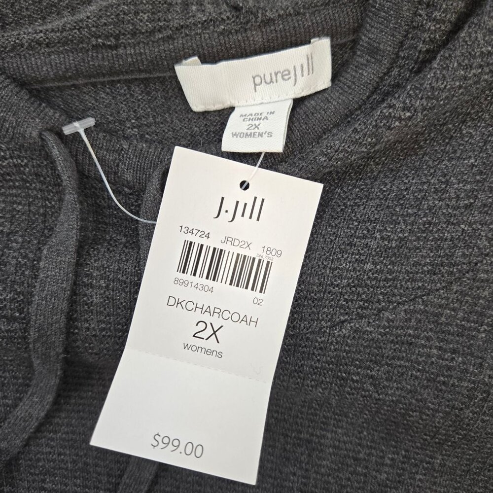 NWT J. Jill Pure Jill Cotton Blend Hooded Waffle Knit Top Size 2X - Picture 3 of 5